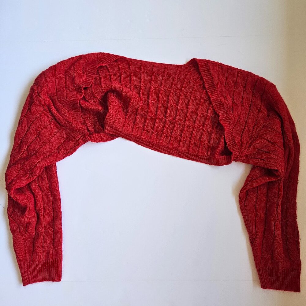 Shien Red Batwing Long Sleeve Bolero Cropped Cardigan Women's Small S